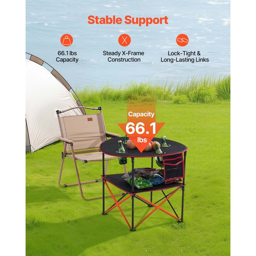 VEVOR Lightweight Folding Picnic Table - 600D, 4 Cup Holder