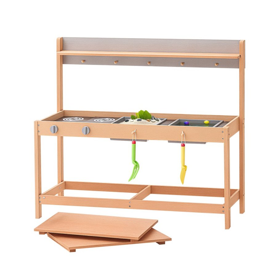 VEVOR Mud Kitchen for Kids, Wooden Toy Play Kitchen Set with Accessories, Outdoor Grocery Store Playset, Pretend Play Outdoor Kitchen for Boys and Girls, Toddler Play Kitchen with Stoves and Sink