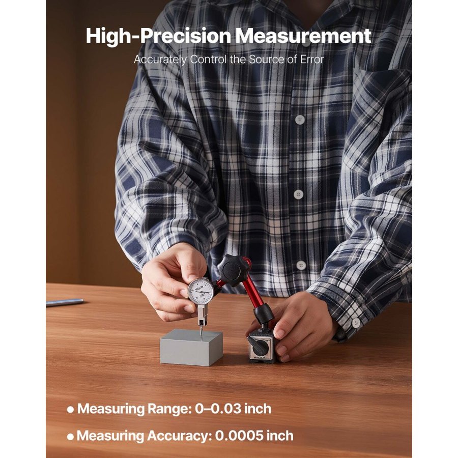 VEVOR Dial Test Indicator – 0.0005 Inch Accuracy, 0-0.3 Range