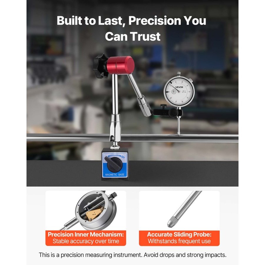 VEVOR Dial Indicator and Stand – 0–1 Inch Measurement Range