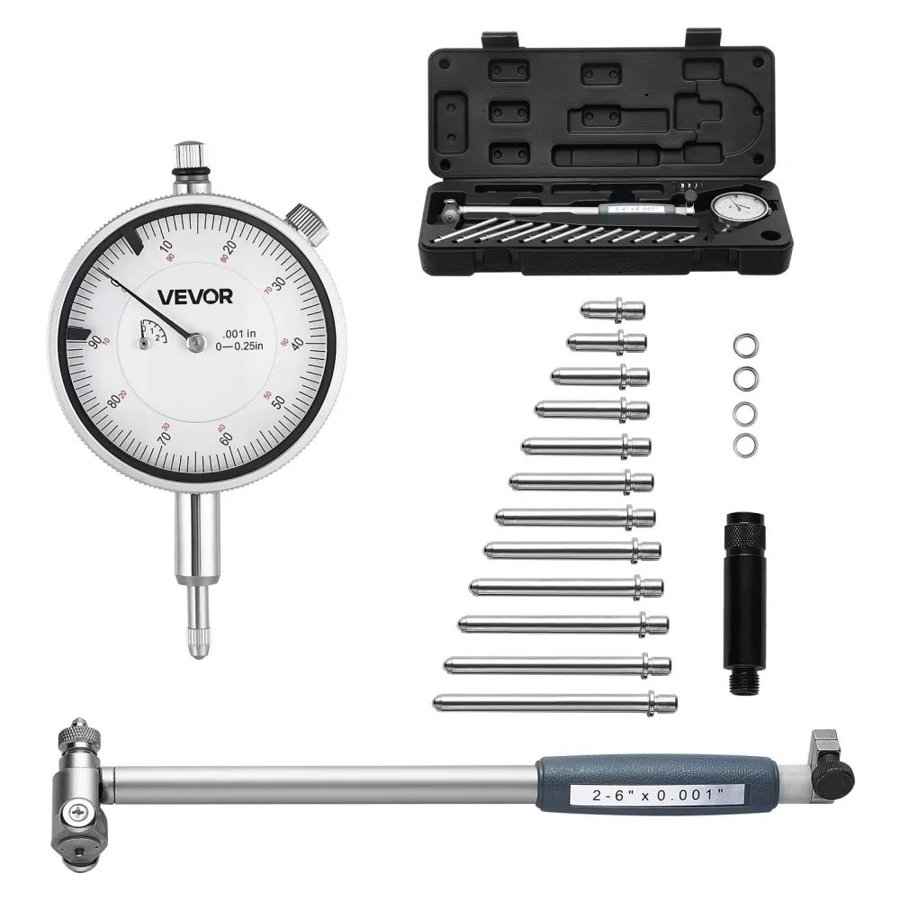 VEVOR Dial Indicator Bore Gauge – 0.001 in, 2-6 In, 2.4 Inch