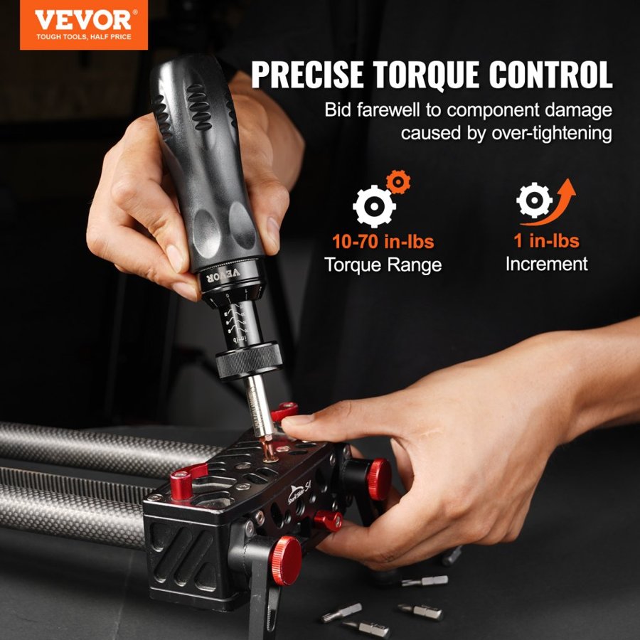 VEVOR Adjustable Torque Screwdriver 1/4" Range 1.1-7.9 N·m w/ 0.1 N·m Increment
