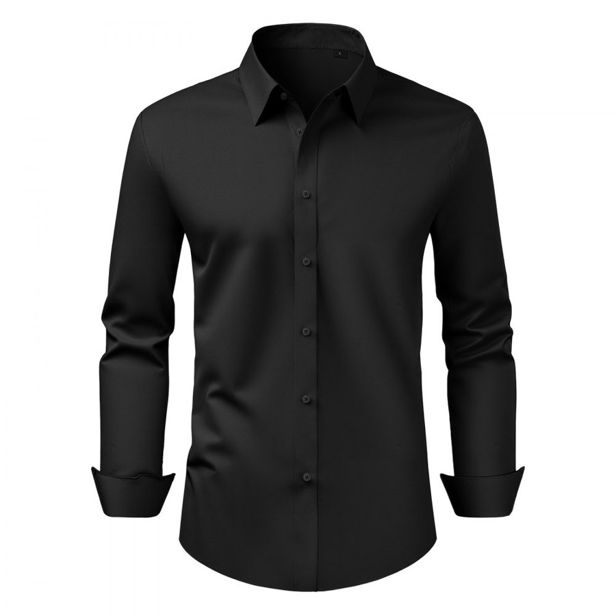 VEVOR Men's Black Button Up Shirt – 62% Cotton, 3% Stretch