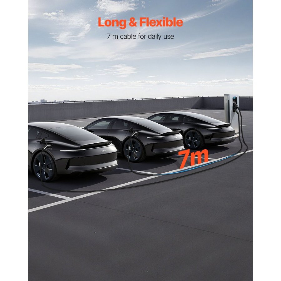 VEVOR Type 2 EV Charge Cable – 7m, 11kW, 16A