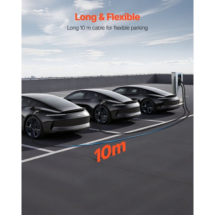 VEVOR 10m Type 2 EV Cable Extension – 22kW, 32A, IP65