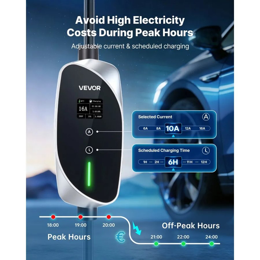 VEVOR 3.6 kW Portable Type 2 EV Charger – Schuko, 16A
