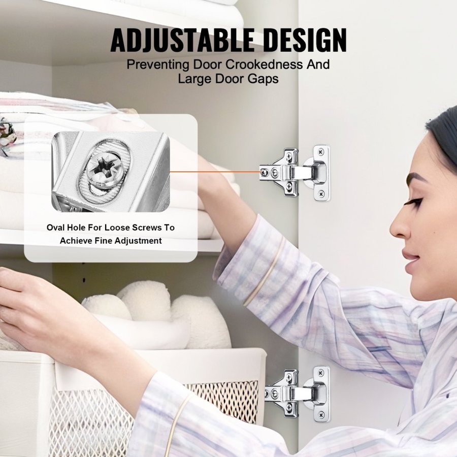 VEVOR Cabinet Hinges, 60 Packs Partial Overlay Kitchen Cabinet Door Hinges, 100 Degree Opening Angel Soft Close Concealed Cupboard Hinges for Framed + Frameless Cabinet Type, with Mounting Screws
