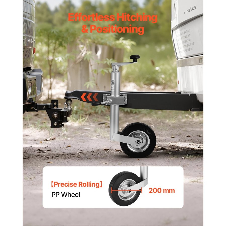 VEVOR Trailer Jack with Wheel, 150 kg Load Capacity, Heavy Duty Bolt-on Trailer Tongue Jack with Single Wheel & Ergonomic Handle, 230 mm Lift Travel, Fit for RVs, Horse Trailers, Utility Trailers