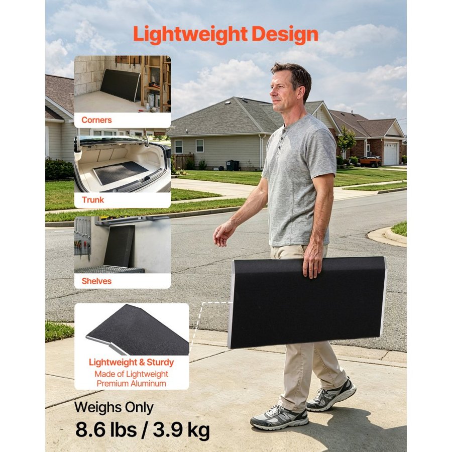 VEVOR Threshold Ramp for Doorways, 810 x 390 mm, Platform Aluminum Wheelchair Ramp, Non-Slip Door Threshold Ramps, 181.4 kg Load Capacity, for Home Steps, Curbs, Wheelchairs, Walkers, Scooter, Carts