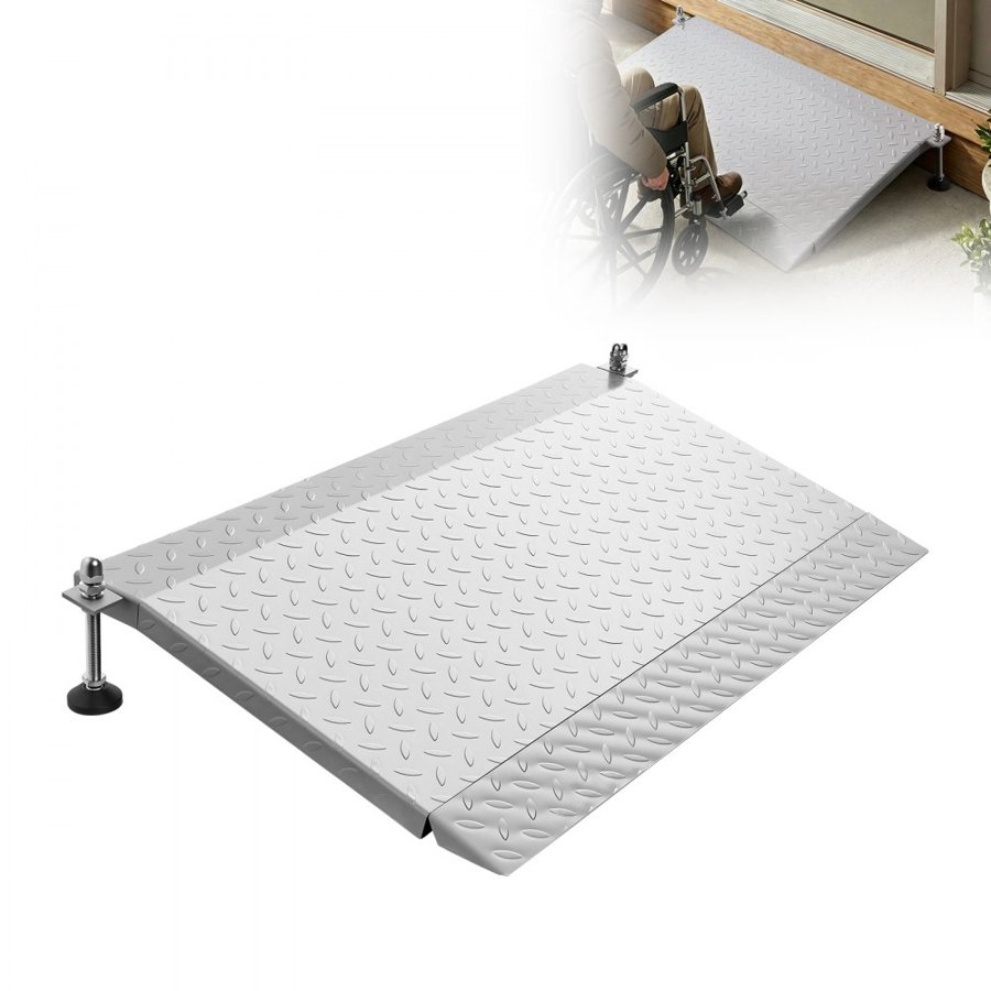 VEVOR Threshold Ramp for Doorways, 1080 x 590 mm, Platform Iron Wheelchair Ramp with Adjustable Height, Non-Slip Door Threshold Ramps, 453.6 kg Load Capacity, for Home Steps, Wheelchairs, Walkers