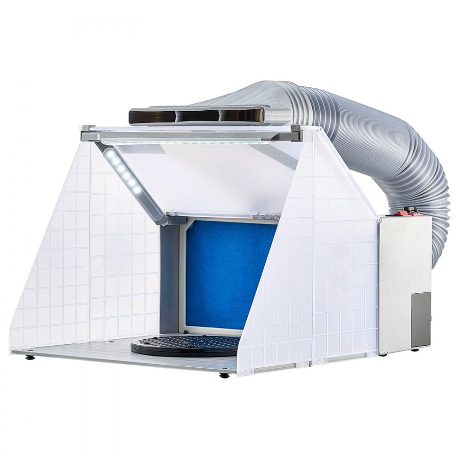VEVOR Airbrush Spray Booth, Portable Hobby Airbrush Paint Spray Booth Kit with LED Lights, Exhaust Fan and Exhaust Extension Hose, Airbrush Paint Booth for Painting Models, Arts, Crafts, Cakes