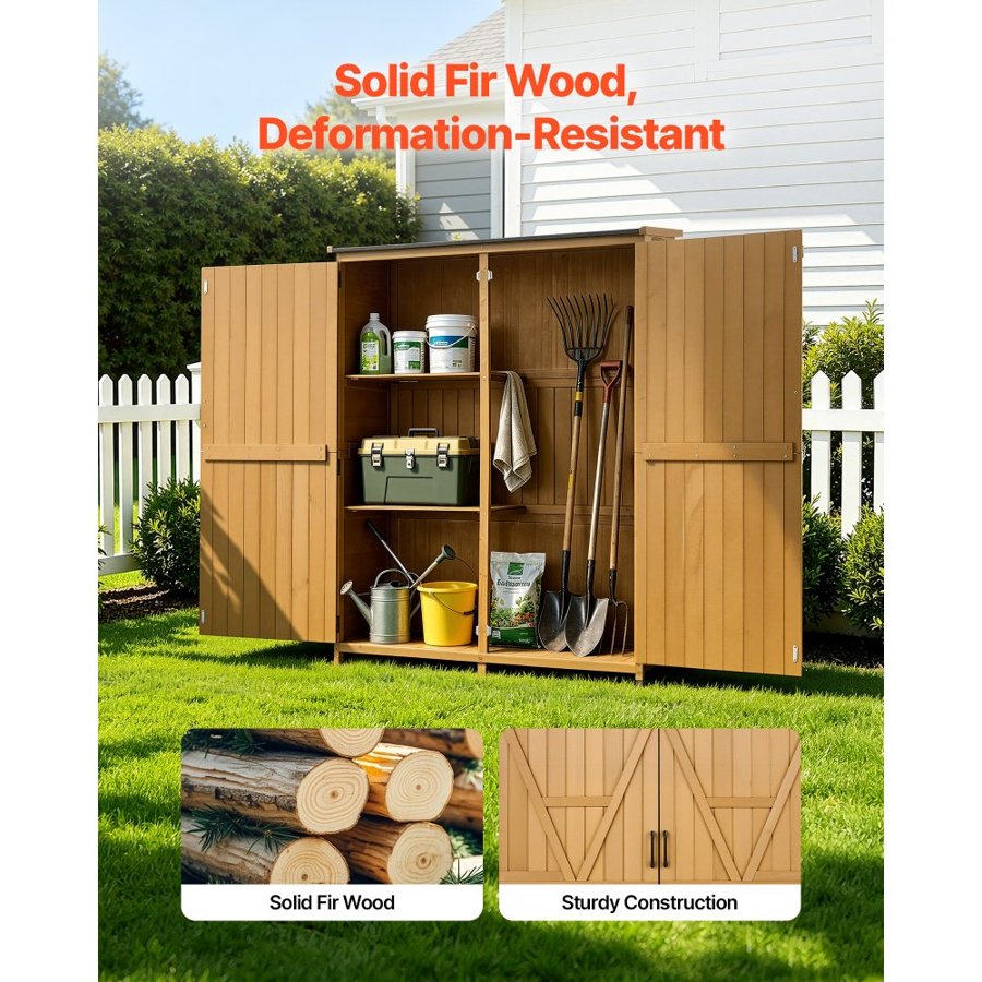 VEVOR Wooden Garden Tool Shed – 696.5 L, 3 Tiers, Fir Wood