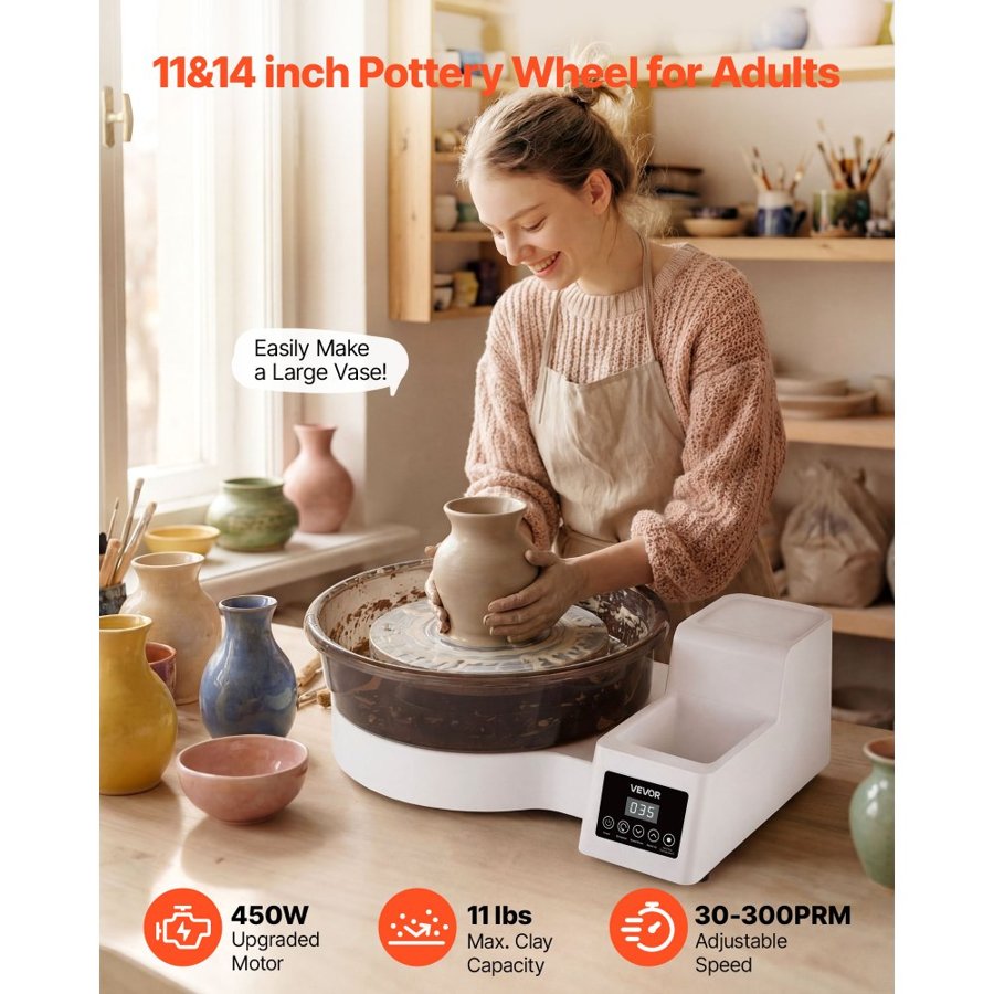 VEVOR Pottery Wheel for Beginner Adults – 450W, 55dB