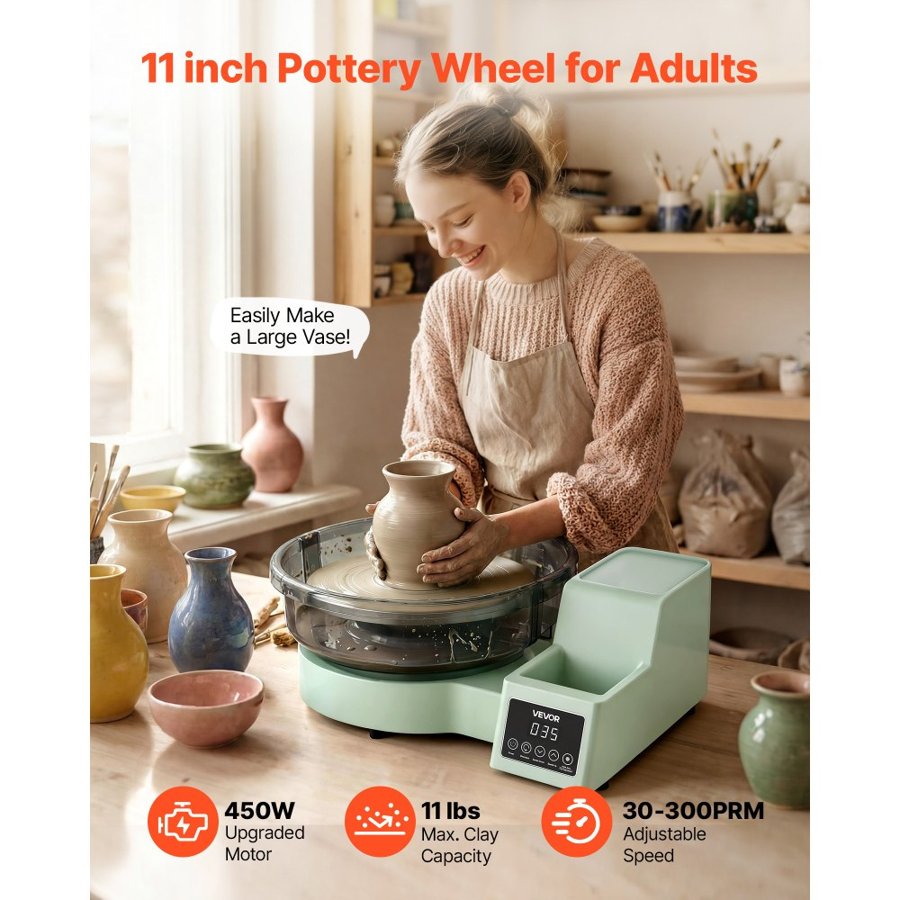 VEVOR Adult Pottery Wheel – 28 cm Turntable, 450W Motor