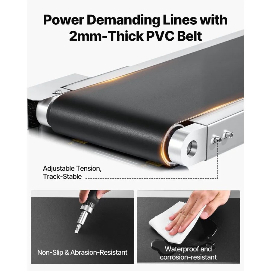 VEVOR Belt Conveyor, 59 x 7.8 inch Conveyor Table, Heavy Duty Stainless Steel Motorized Belt Conveyor for Inkjet Coding Applications Powered PVC Belt Anti-Static Adjustable Speed (Double Guardrail)