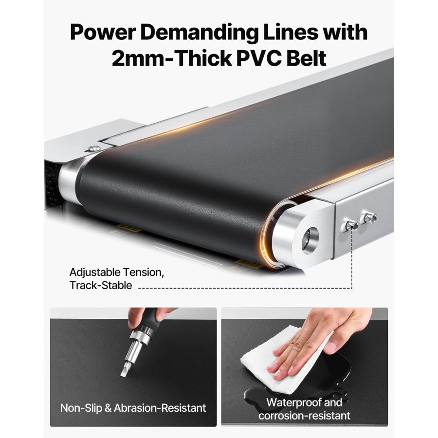 VEVOR Belt Conveyor, 71 x 7.8 inch Conveyor Table, Heavy Duty Stainless Steel Motorized Belt Conveyor for Inkjet Coding Applications Powered PVC Belt Anti-Static Adjustable Speed (Double Guardrail)