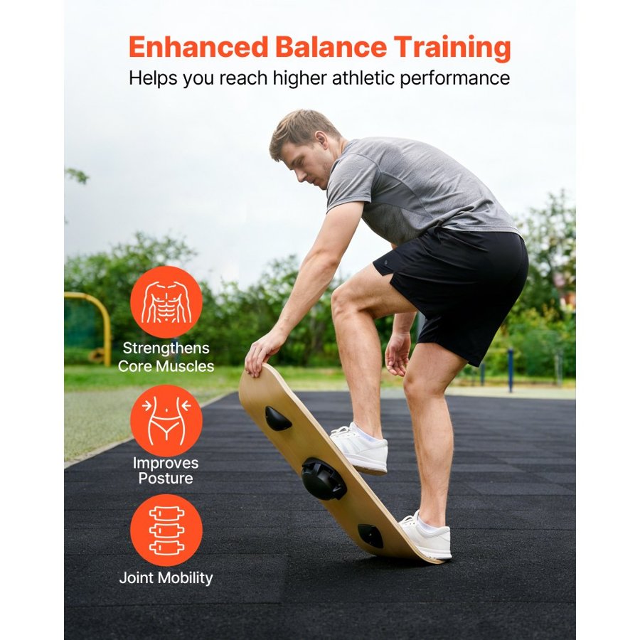 VEVOR Wobble Balance Trainer Board – 3-Level Wood, 441lb