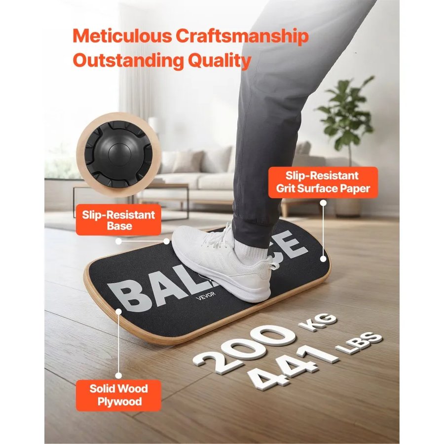 VEVOR Wobble Balance Trainer Board – 3-Level Wood, 441lb