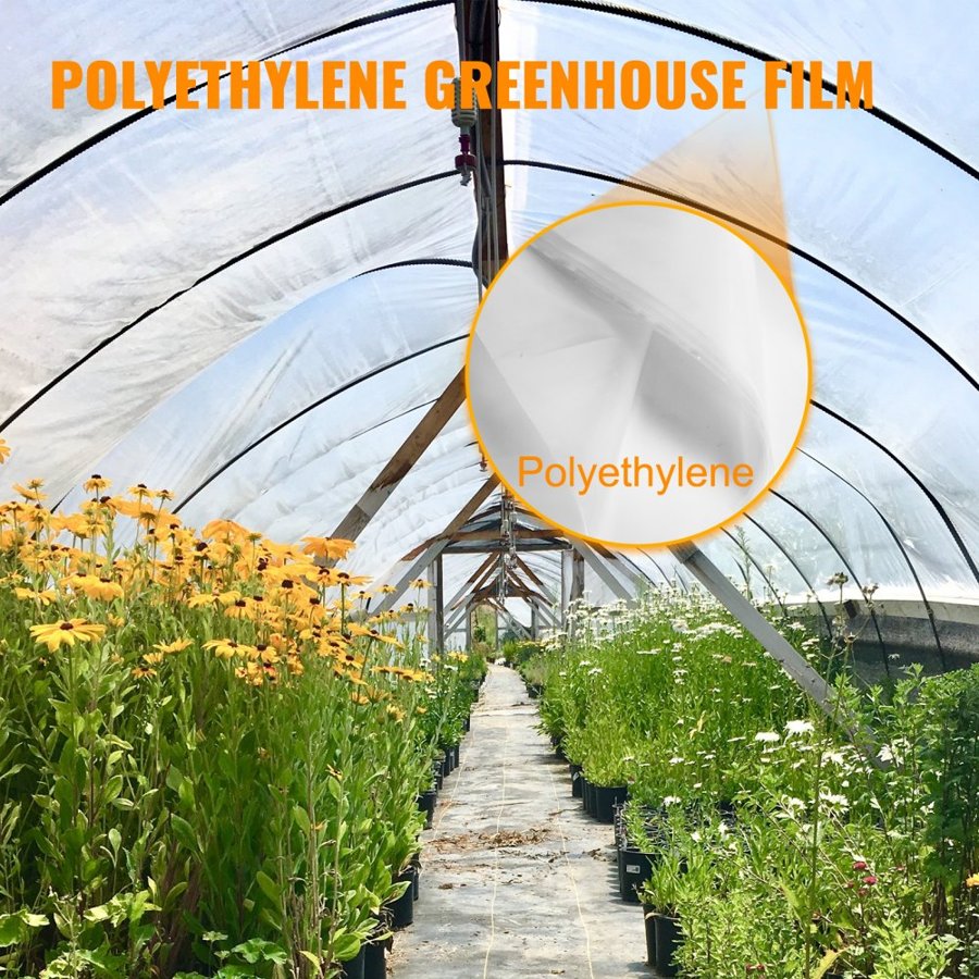 VEVOR Greenhouse Film 3.6 x 7.6 m, Greenhouse Polyethylene Film 0.1524 mm Thickness, Greenhouse Plastic Greenhouse Clear Plastic Film UV Resistant, Polyethylene Film Keep Warming, Superior Toughness