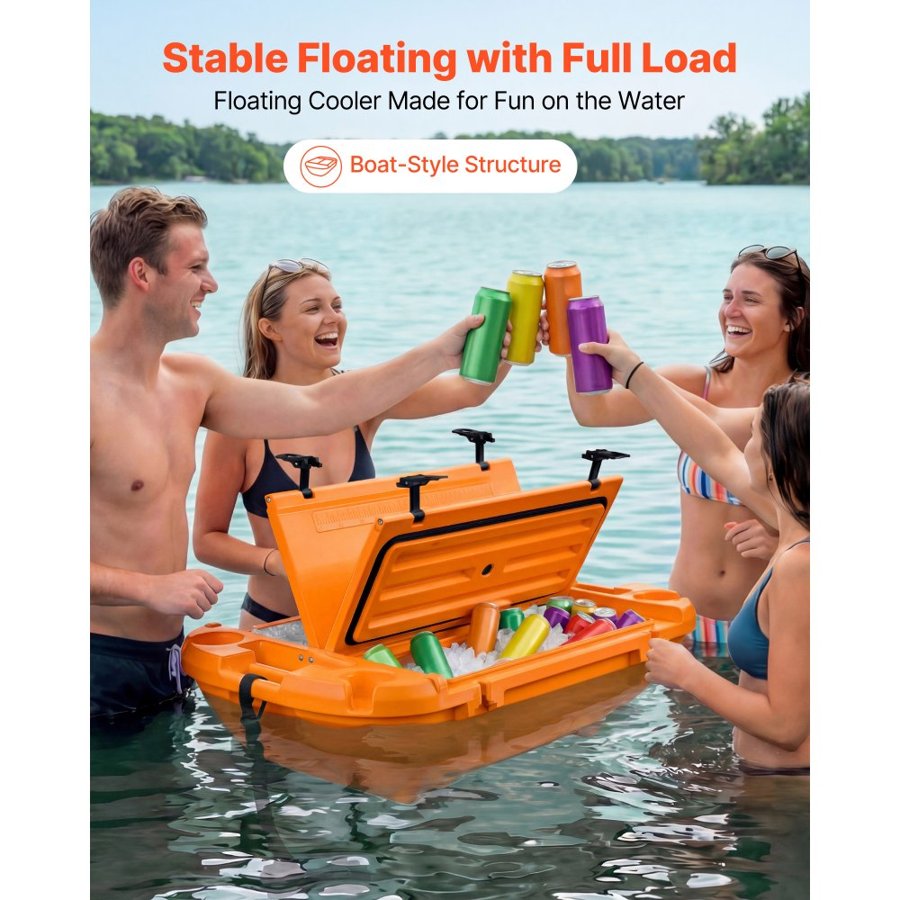 VEVOR Floating Ice Chest – 40 QT, LLDPE, Dual Lid, Tow