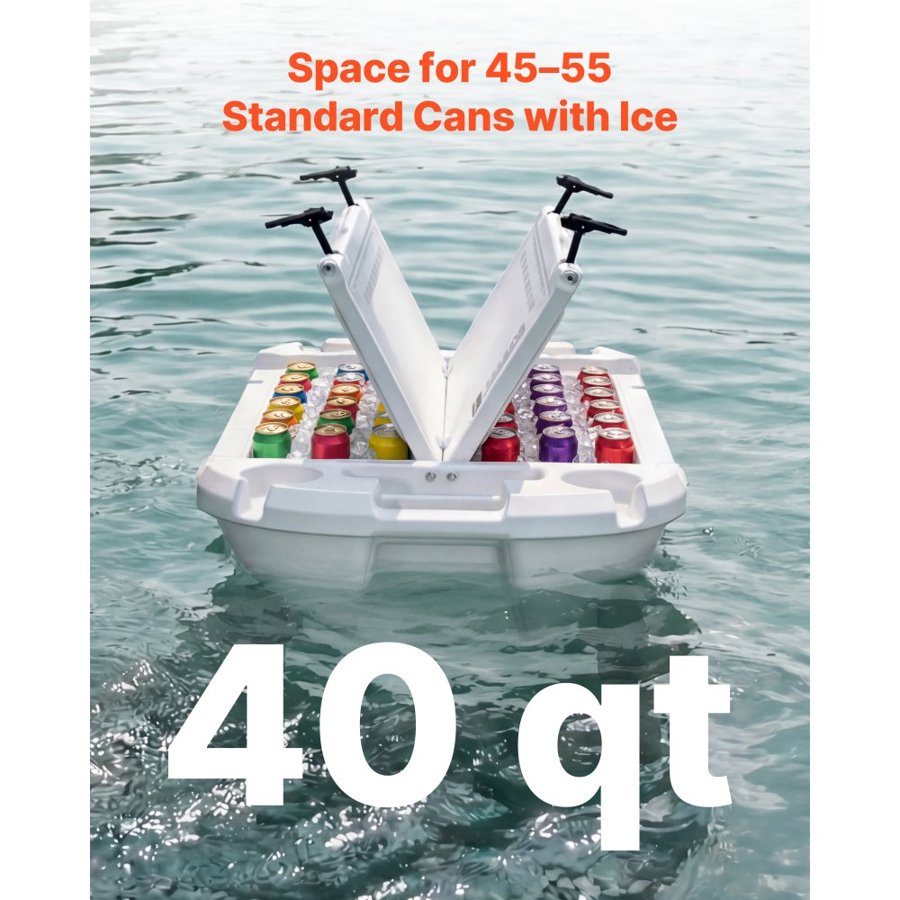 VEVOR Floating Cooler with Wheels – 40 QT, LLDPE, Tow Rope