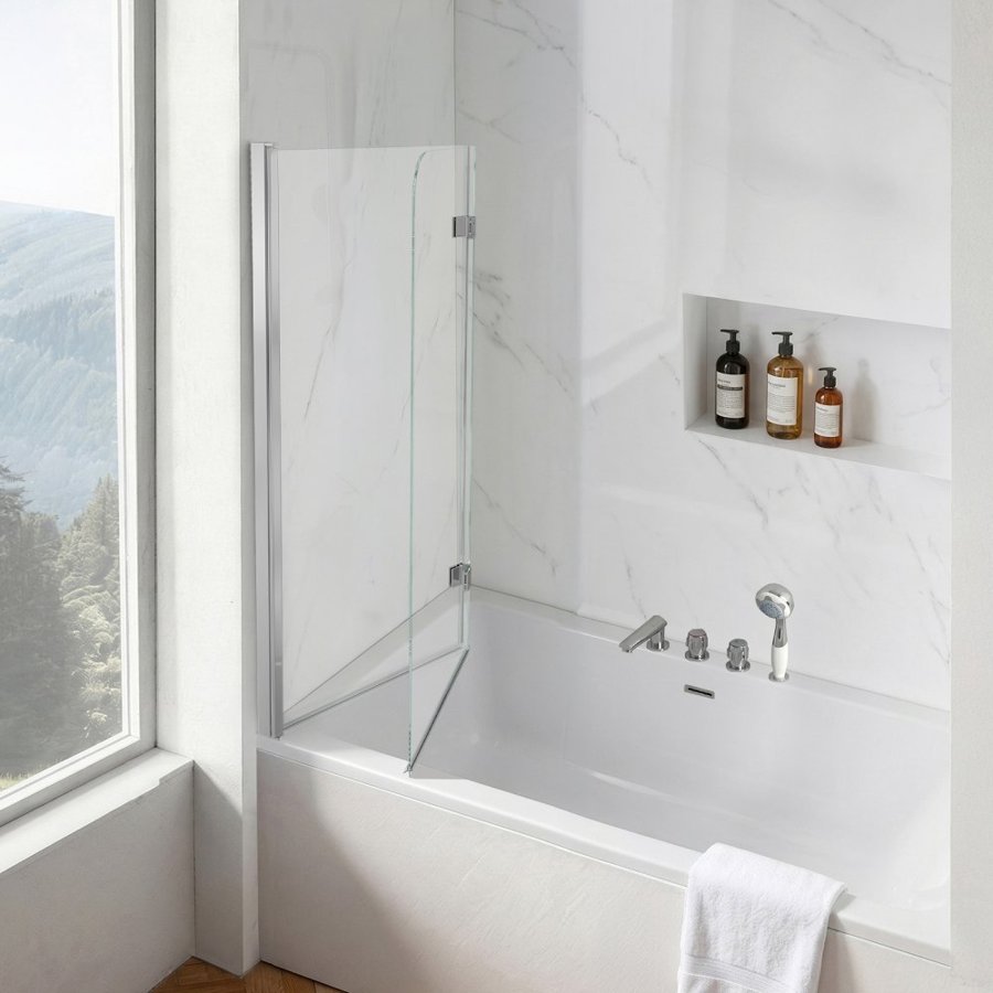 VEVOR Bi Fold Tub Door – 1200 x 1400 mm, 6 mm Tempered Glass