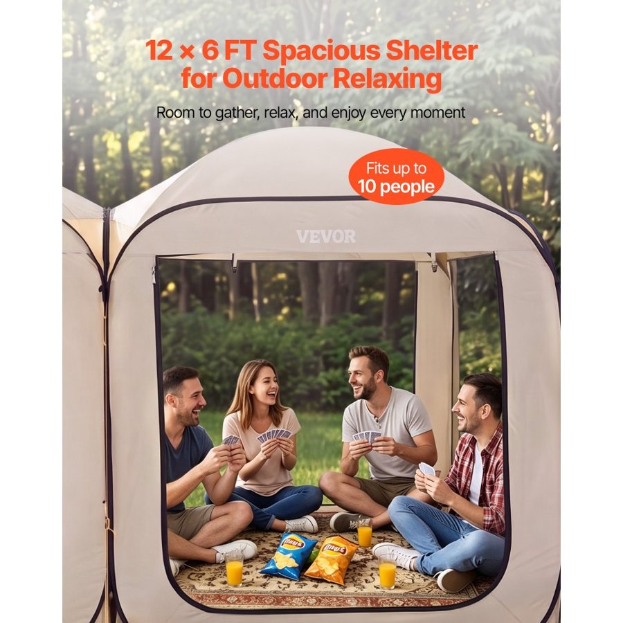 VEVOR Pop Up Screen Room – 12 x 6 FT, 2 in 1, 300D, 2 Straps
