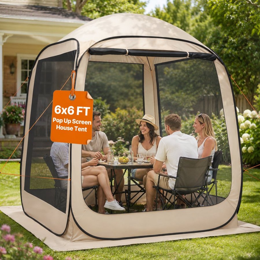 VEVOR Screened In Tent Canopy – 6×6 ft, 4–6 Person