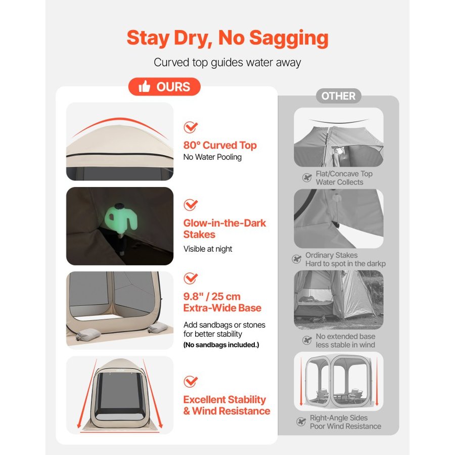 VEVOR Screened In Tent Canopy – 6×6 ft, 4–6 Person