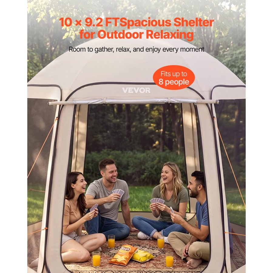 VEVOR Screen Tent Patio - 8 Person, 300D Fabric, 360° Mesh