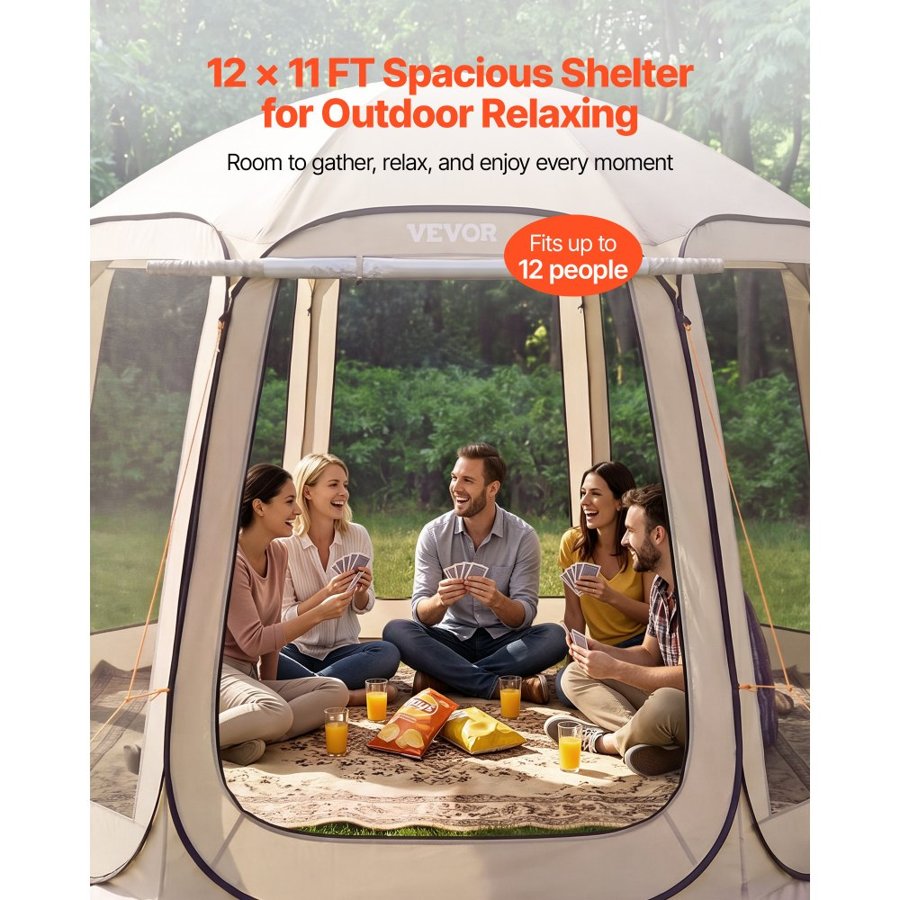 VEVOR Tent with Screen House – 12x11 ft, 10-12 Person