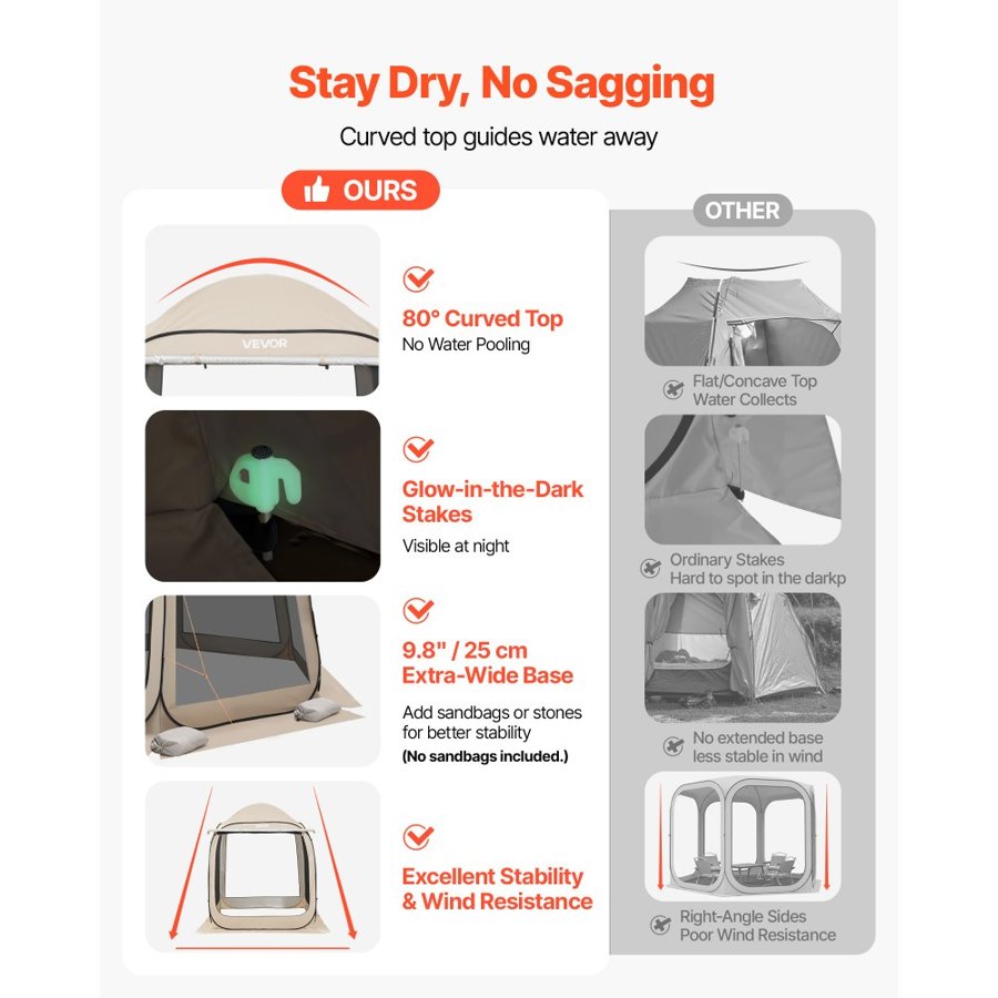 VEVOR Pop Up Canopy With Netting – 6×6 ft Tent,  4-6 People