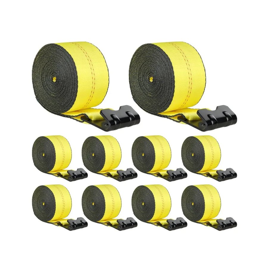 VEVOR vinčas siksnas, 10,2 cm x 12,2 m, 2722 kg nestspēja, 8165 kg pārrāvuma izturība, kravas auto glābšanai, koku aizsargs, dzeltenas (10 gab. iepakojums)