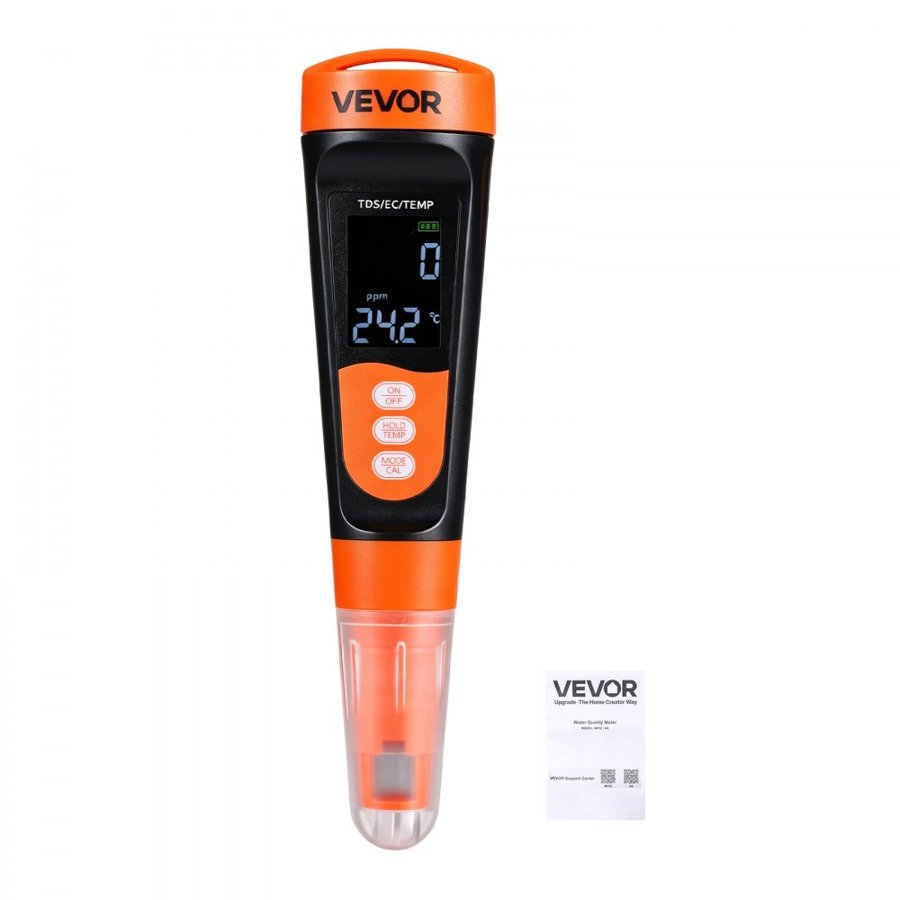 VEVOR Water TDS Meter – A6, 0-9990 ppm, EC/TDS, ATC