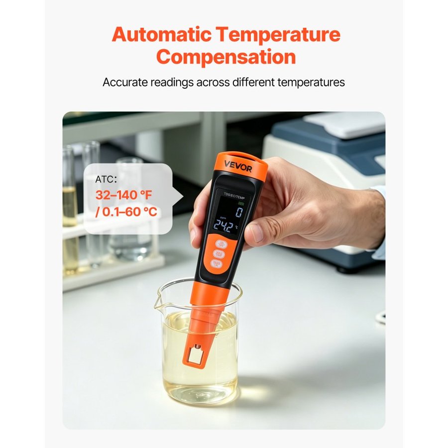 VEVOR Water TDS Meter – A6, 0-9990 ppm, EC/TDS, ATC