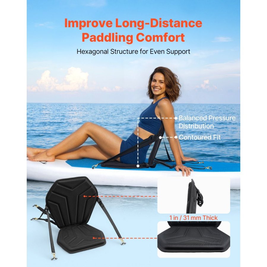 VEVOR Padded Kayak Seat – 1" Thick, Hexagonal SUP Cushion