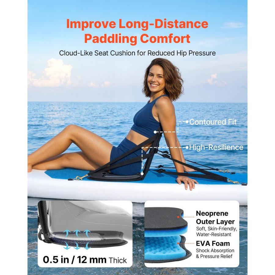VEVOR Paddle Board Seat – 0.5 Inch EVA, 2 Pack Value