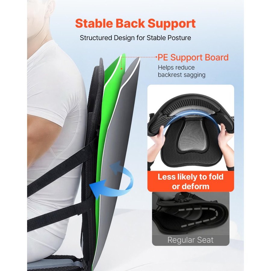 VEVOR Kayak Seat, 2 Pack 53 mm Thick, Universal Paddle Board Seat with Back Support, Sit-on-Top Soft Padded Cushion with Storage Bag & Adjustable Straps for SUP, Canoe, Fishing Boat, Inflatable Kayak
