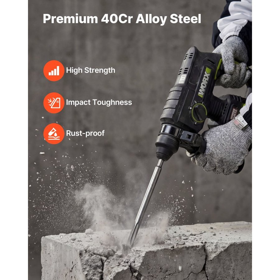 VEVOR SDS Plus Chisel Set – 3 Pcs, 40Cr Steel, Point/Flat