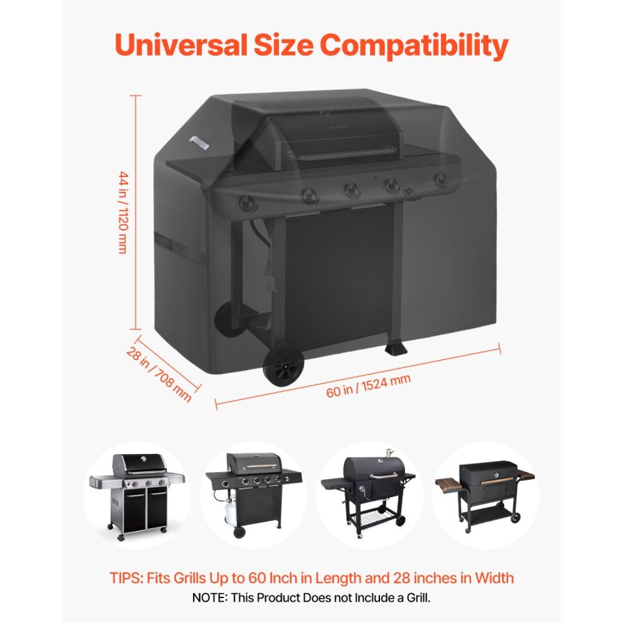 VEVOR 60 Inch Grill Cover – 600D, Waterproof, BBQ Polyester