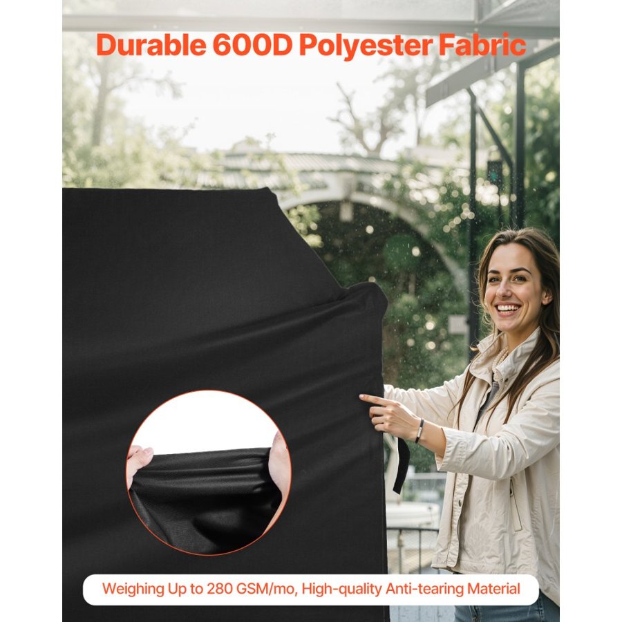 VEVOR Grill Cover, 52 inch BBQ Covers for Outdoor Grills, Waterproof, Fade Resistant, Weather Resistant Heavy Duty 600D Polyester, Easy On/Off, with Hook-and-Loop Straps, Black