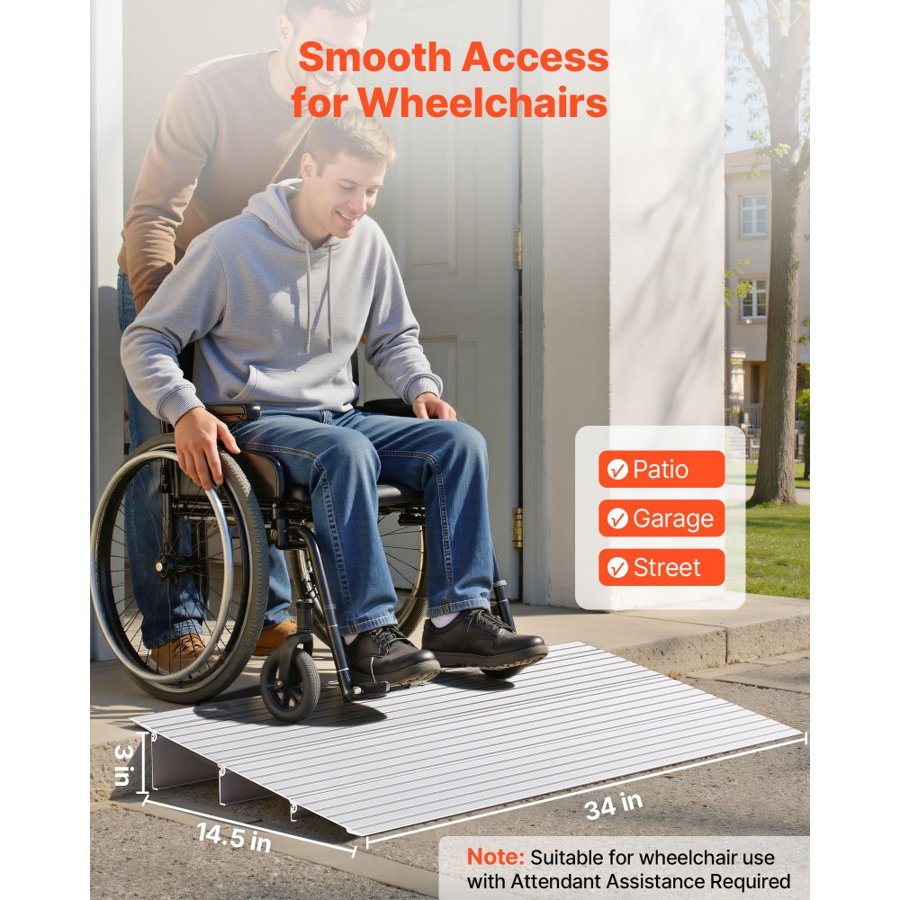VEVOR Ramps for Home Steps – 3" Rise, 800 lbs, Aluminum