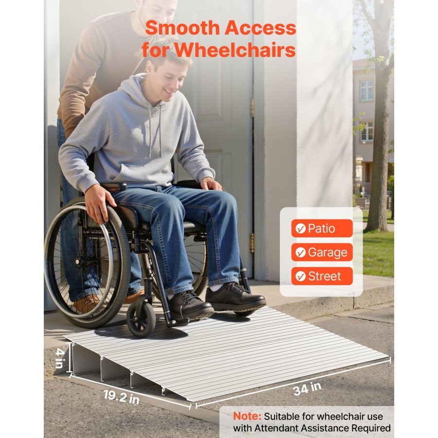 VEVOR Aluminum Door Threshold Ramp – 4 Inch, 800 lbs