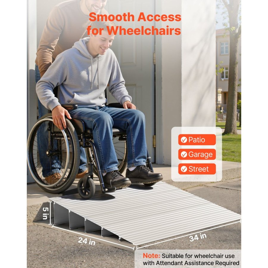 VEVOR 5 Inch Threshold Ramp – 800 Lbs, 26.7 x 34.0 Inch