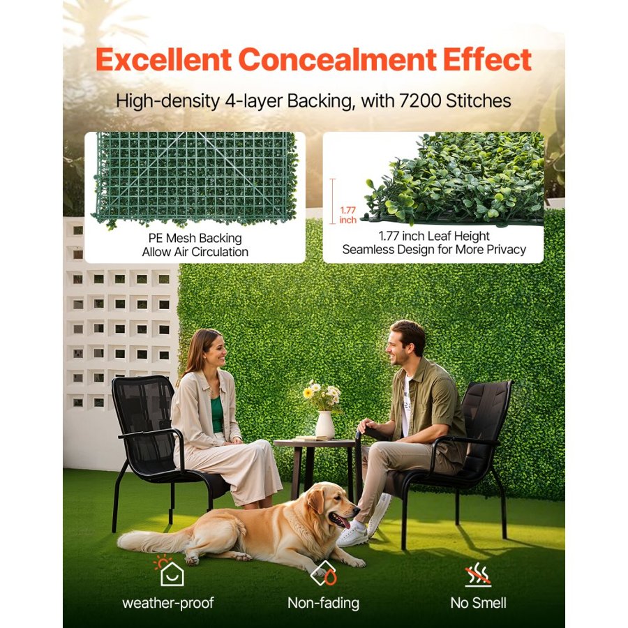VEVOR Artificial Grass Wall Panels, 60 x 120 inch, Milan Grass Greenery Boxwood Panel for Indoor Outdoor Green Decor & Ivy Fence Covering, Privacy Backdrop Wall Hedge Screen for Garden