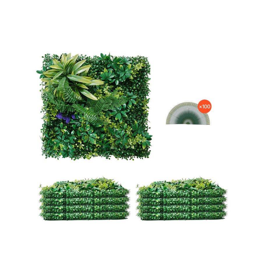 VEVOR Artificial Grass Wall Panels, 8 PCS 20 x 20 inch, 3D Combination Greenery Boxwood  Panel for Indoor Outdoor Green Decor & Ivy Fence Covering, Privacy Backdrop Wall Hedge Screen for Garden