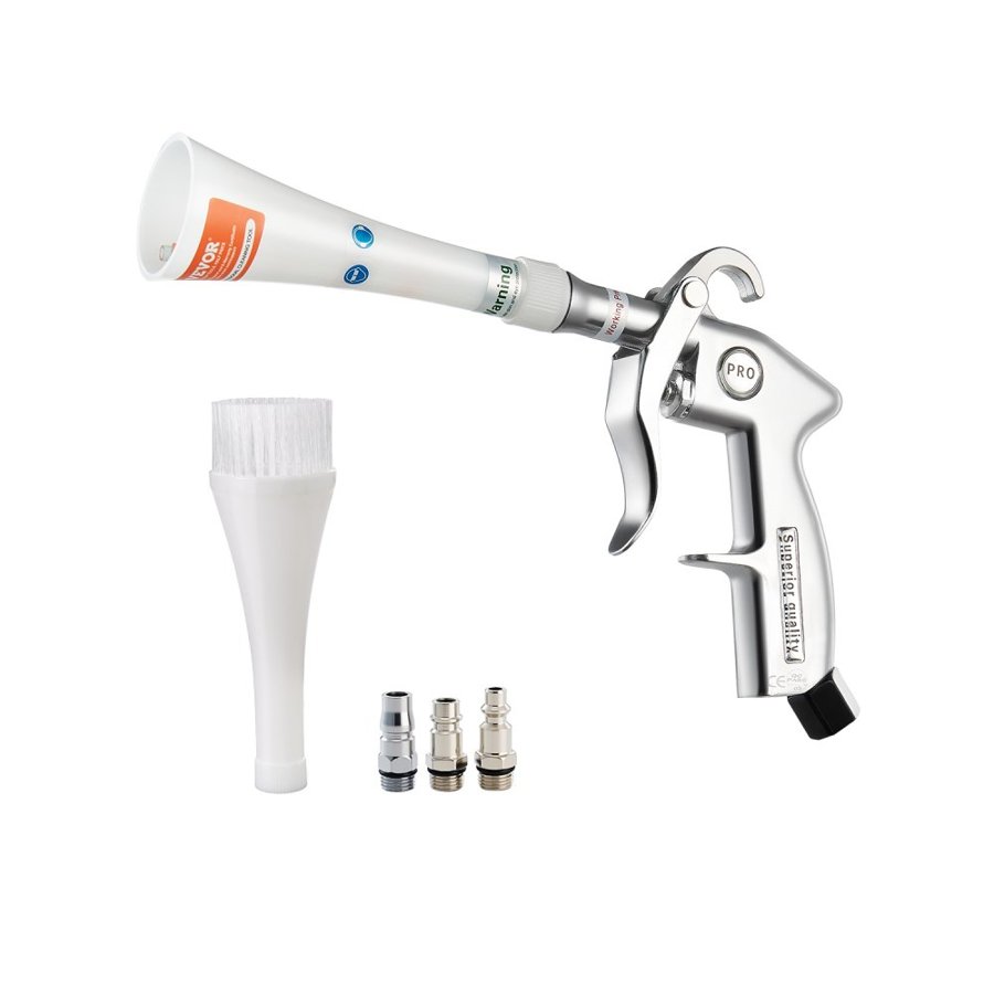 VEVOR Car Cleaning Gun, 6-9.2 Bar High-Pressure Air Blow Gun with 2 Set Nozzles, 360° Rotating Nozzle for Thorough Cleaning, Quickly Blasts Dirt and Dust from Surface, Work with 1/4 NPT Air Compressor