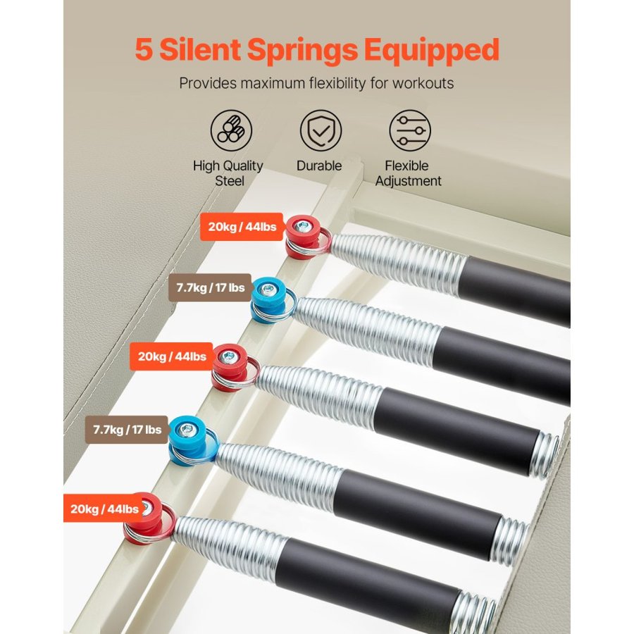 VEVOR Foldable Pilates Reformer, Pilates Workout Machine for Home Gym Studio Use, Pilates Bed with Dual Resistance- Spring & Cord, Reformer Set for Advanced Users and Beginners, Up to 400 LBS