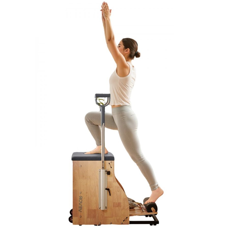 VEVOR Pilates Chair, Split-Pedal Stability Combo Chairs with Handles, Rubber Wood Frame Yoga Fitness Trainer, Exercise Reformer, Pilates Resistance-Workout Equipment, for Home Gym Studio Workout