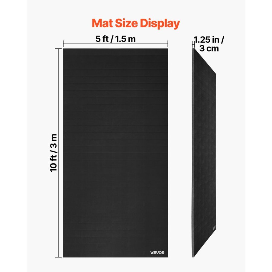 VEVOR 3x1.5m Wrestling Mat, Martial Arts Thick Mat for Home Gym Workouts Exercise, Waterproof PVC Roll-Up Training Mats for Gymnastics, Tatami, Jiu Jitsu BJJ MMA Judo, Boxing, Black